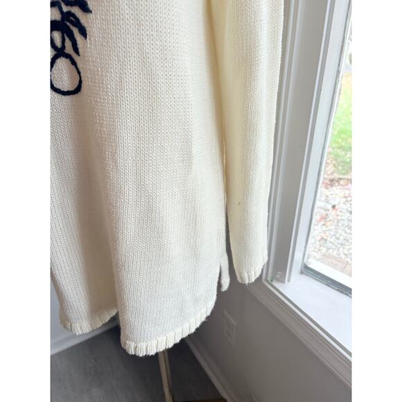 Talbots Embroidered Lobster Mock Neck Sweater Womens Medium Ivory Cream Preppy - Picture 5 of 8